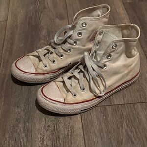 Converse White High-Tops with Red Trim Sx 7